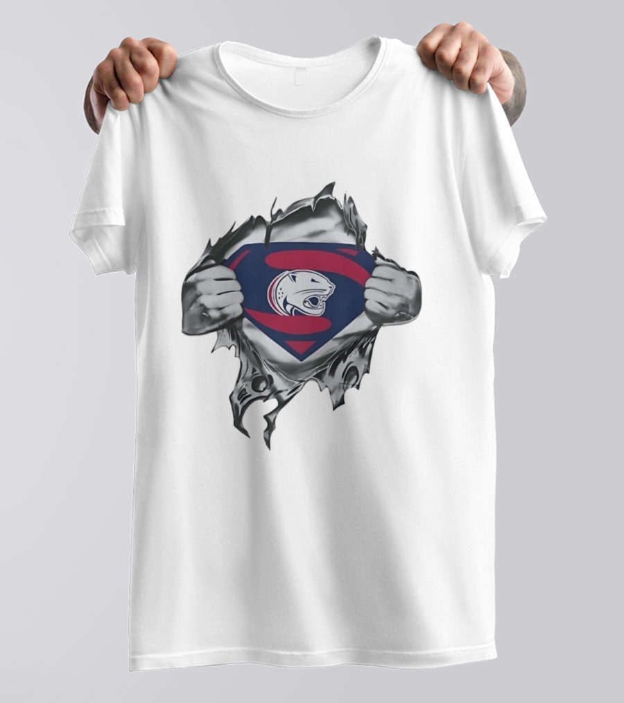 Panthers Superman Chest Emblem Ripped Superhero T-Shirt