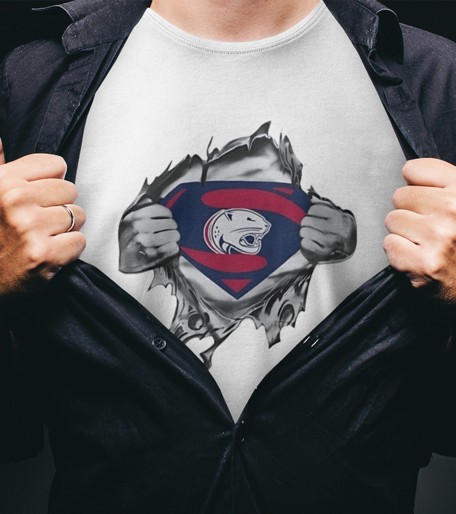 Panthers Superman Chest Emblem Ripped Superhero T-Shirt