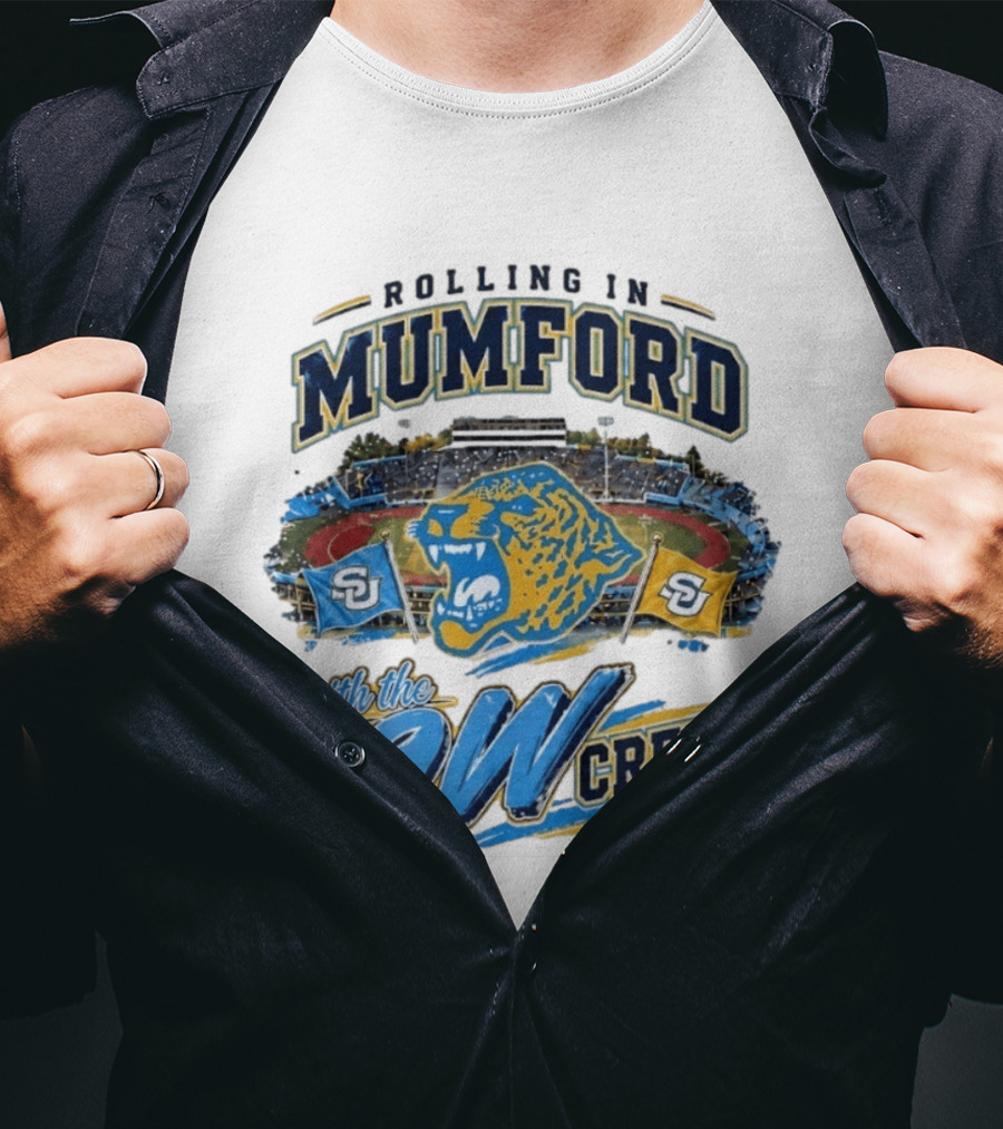 Rolling In Mumford With The 9W Crew SU College Sports Stadium Jaguar Flags T-Shirt