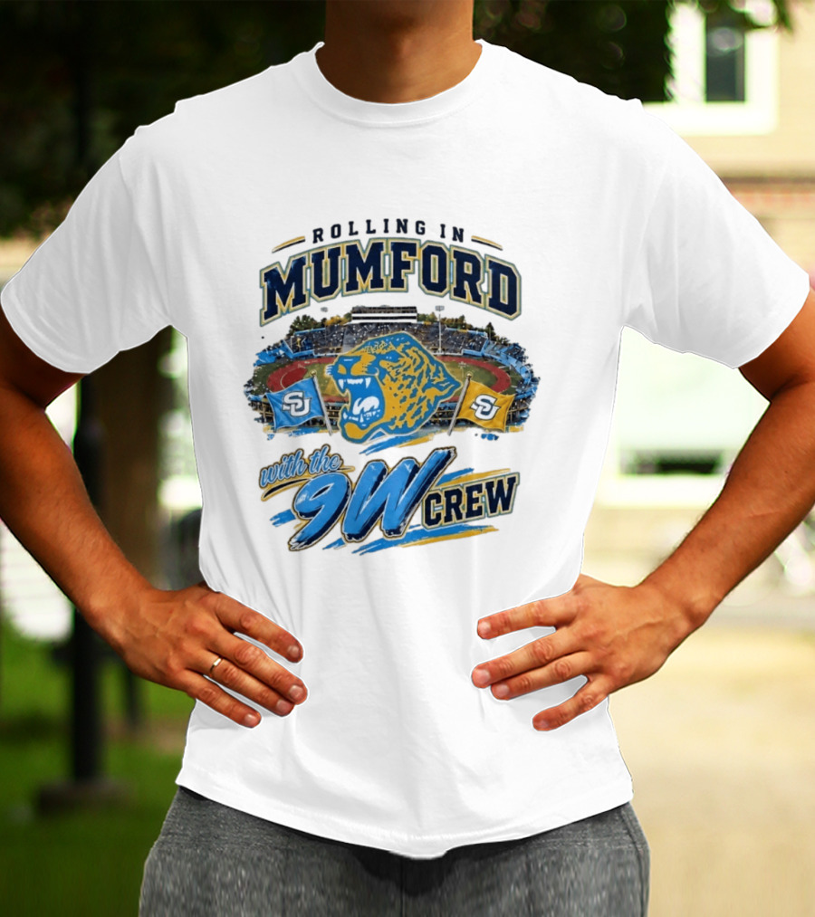 Rolling In Mumford With The 9W Crew SU College Sports Stadium Jaguar Flags T-Shirt