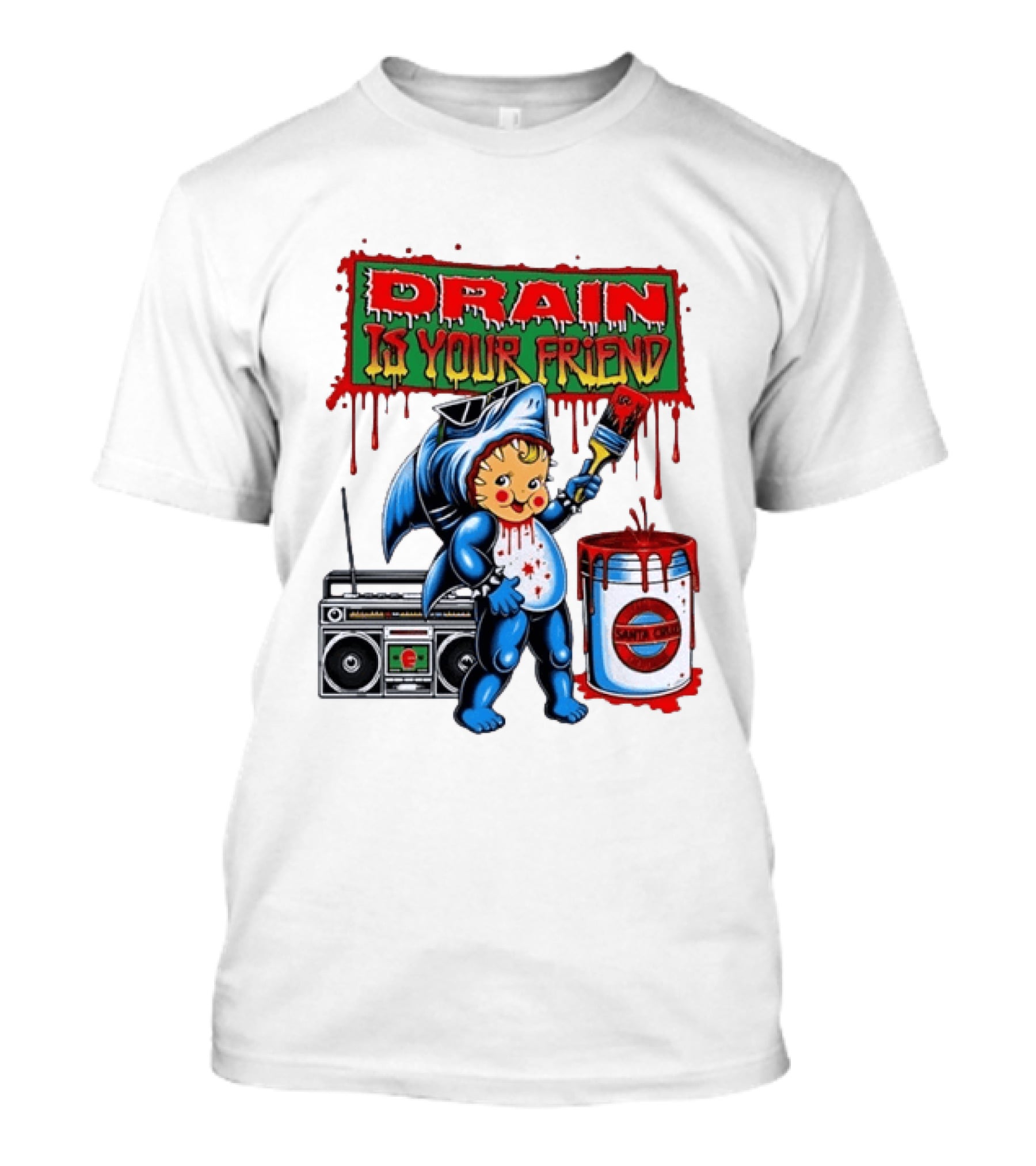 Santa Cruz Drain Is Your Friend Shark Baby Boombox T-Shirt