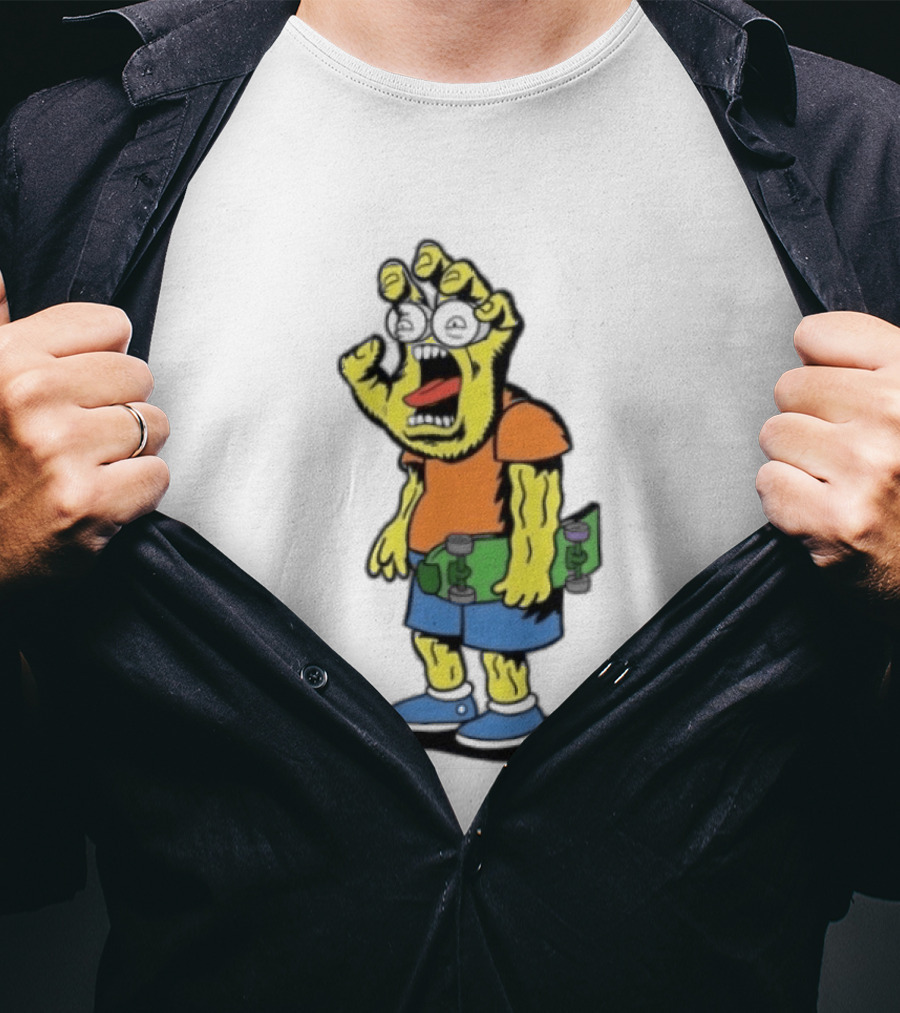 Screaming Hans The Simpsons Bootleg Character With Skateboard T-Shirt