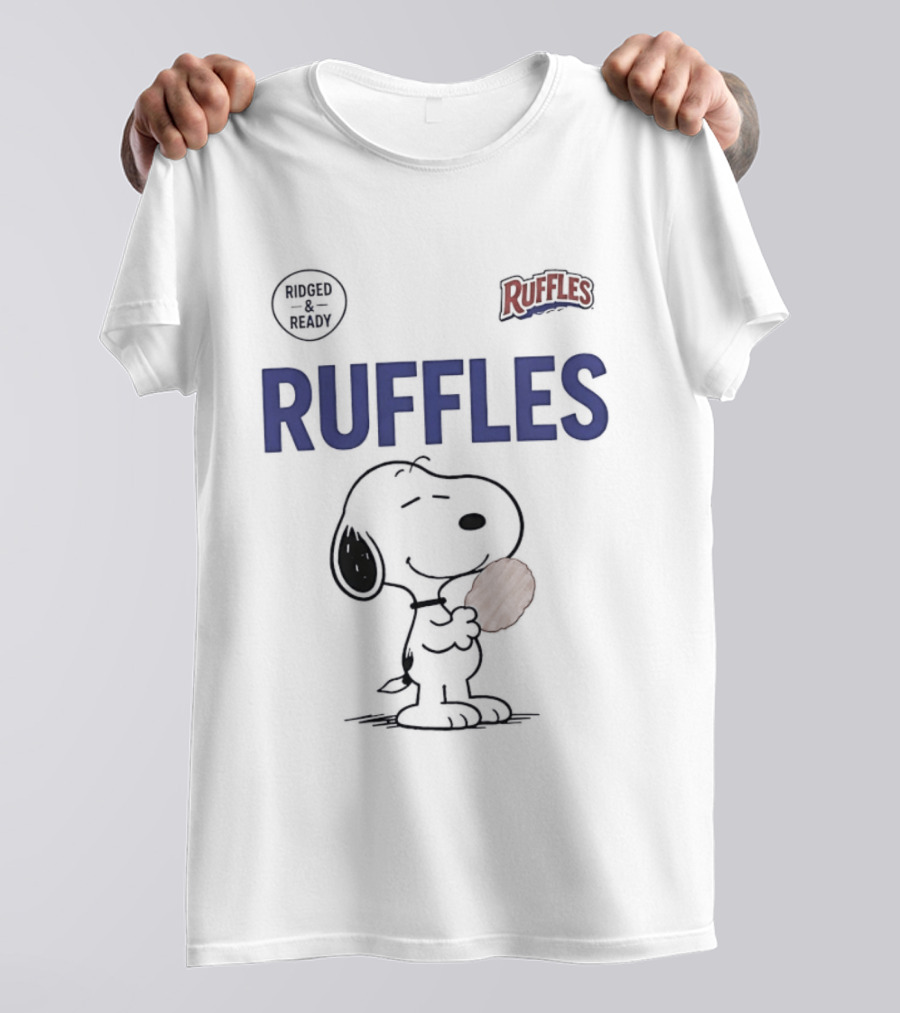 Ruffles Ridged And Ready Peanuts Snoopy Eating Chips T-Shirt