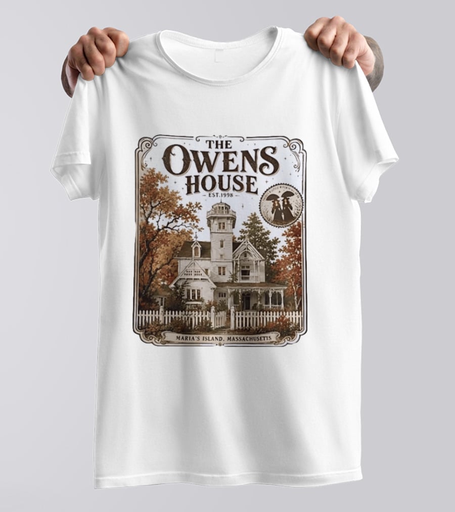 The Owens House Est 1998 Maria's Island Massachusetts Vintage Gothic Mansion T-Shirt