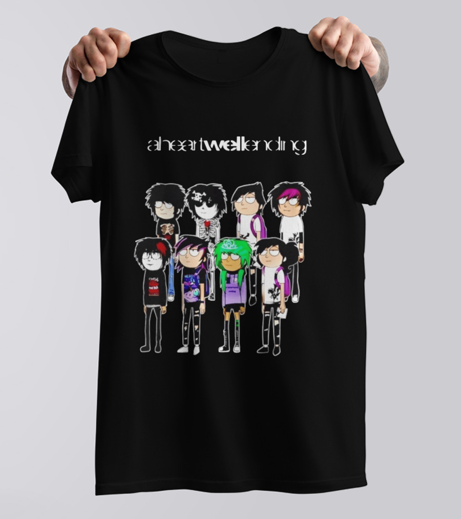 A Heart Well Ending Emo Cartoon Characters With Unique Hairstyles T-Shirt