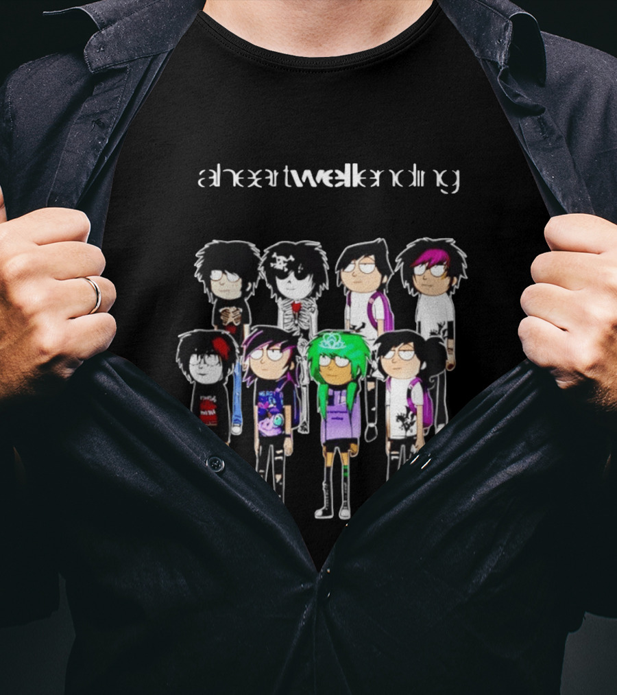 A Heart Well Ending Emo Cartoon Characters With Unique Hairstyles T-Shirt