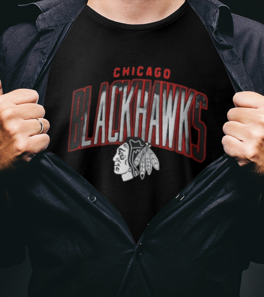 Chicago Blackhawks NHL Arched Smoky Monochrome T-Shirt