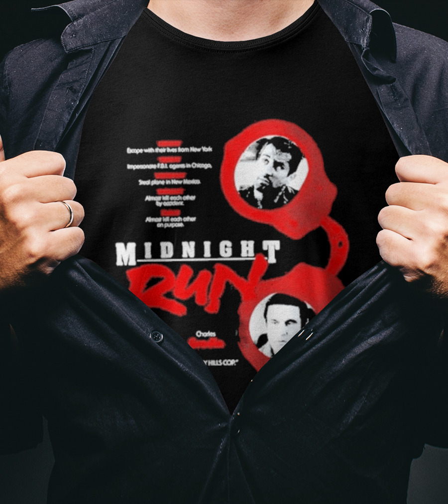 Robert De Niro Charles Grodin Midnight Run Handcuffs Movie T-Shirt