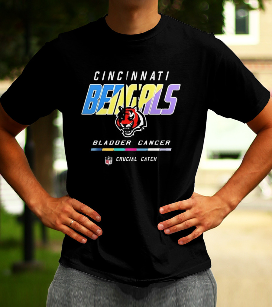 Cincinnati Bengals Bladder Cancer Crucial Catch Awareness NFL T-Shirt
