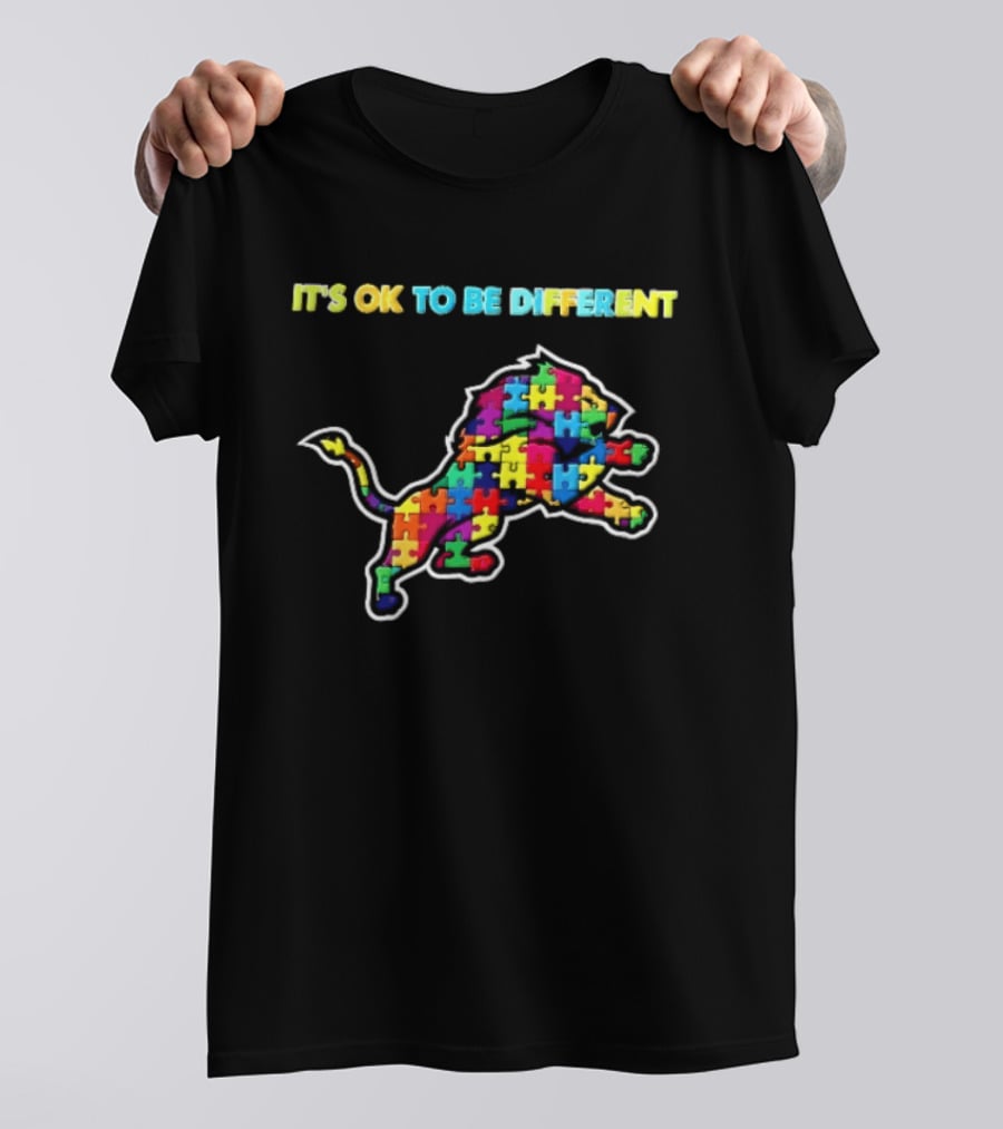 Detroit Lions It's OK To Be Different Colorful Jigsaw Puzzle T-Shirt