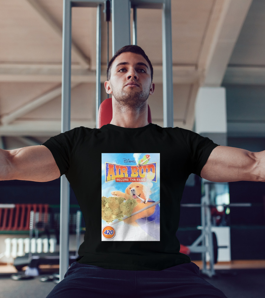 Disney Air Bud Secure Tha Bagg 420 Meme Basketball Dog Smoking T-Shirt