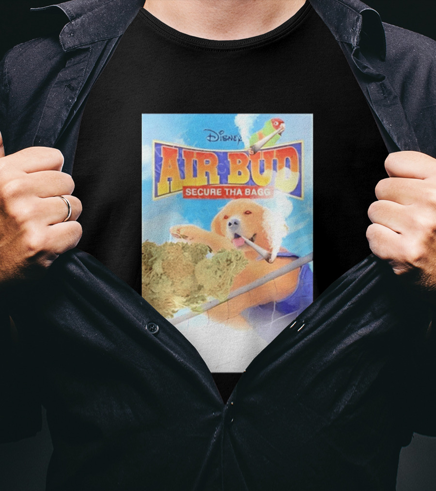 Disney Air Bud Secure Tha Bagg 420 Meme Basketball Dog Smoking T-Shirt
