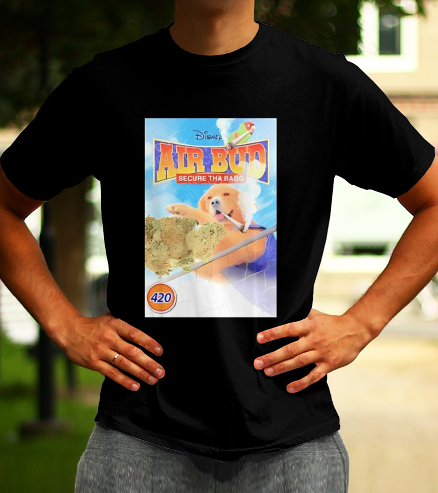 Disney Air Bud Secure Tha Bagg 420 Meme Basketball Dog Smoking T-Shirt