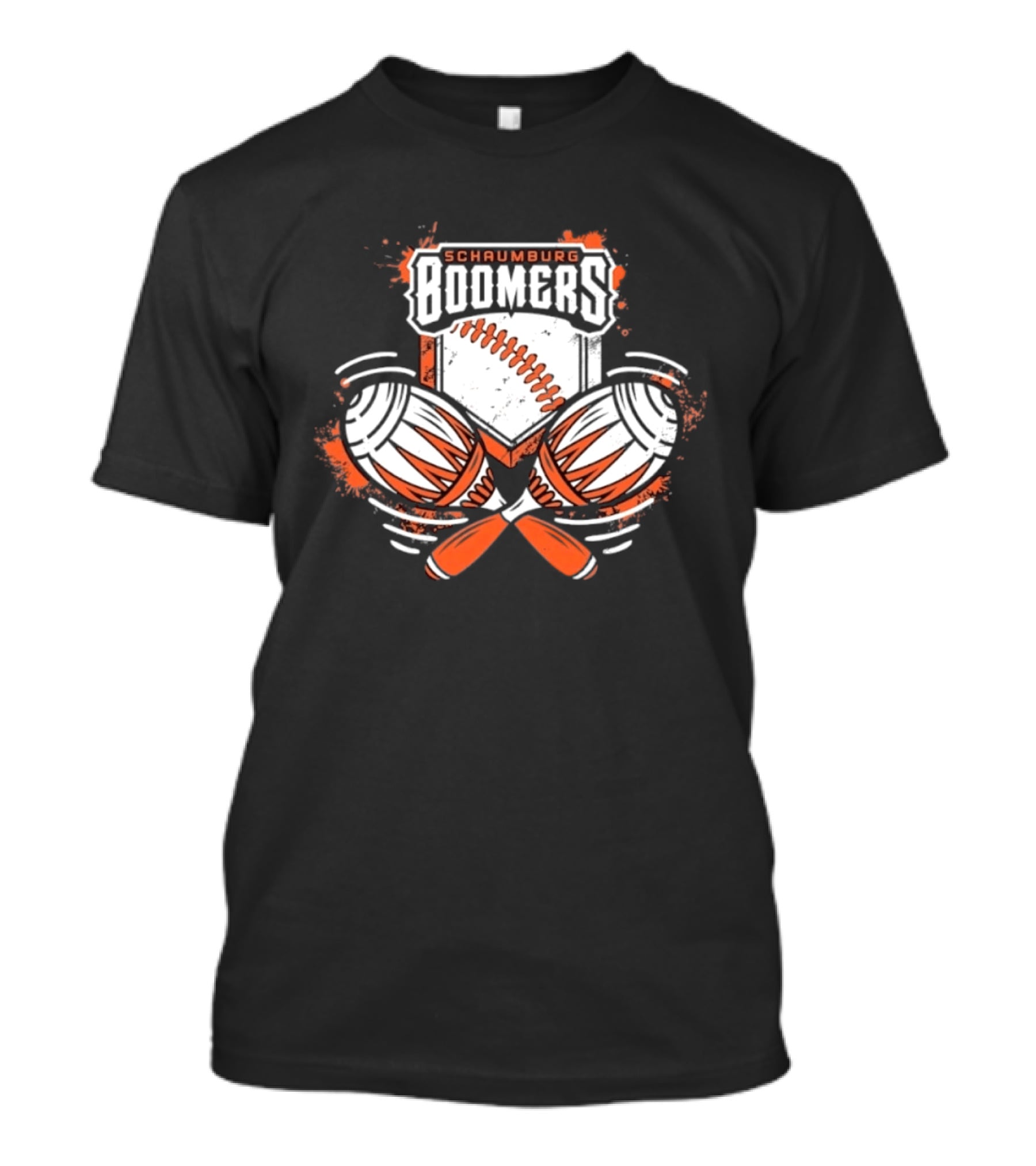 Schaumburg Boomers Baseball Distressed Emblem With Bats And Ball T-Shirt