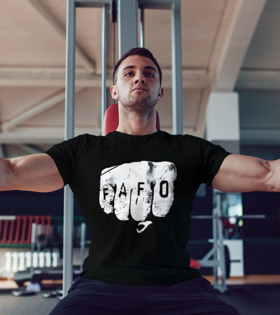 FAFO Distressed Clenched Fist Knuckle Punch Black And White T-Shirt