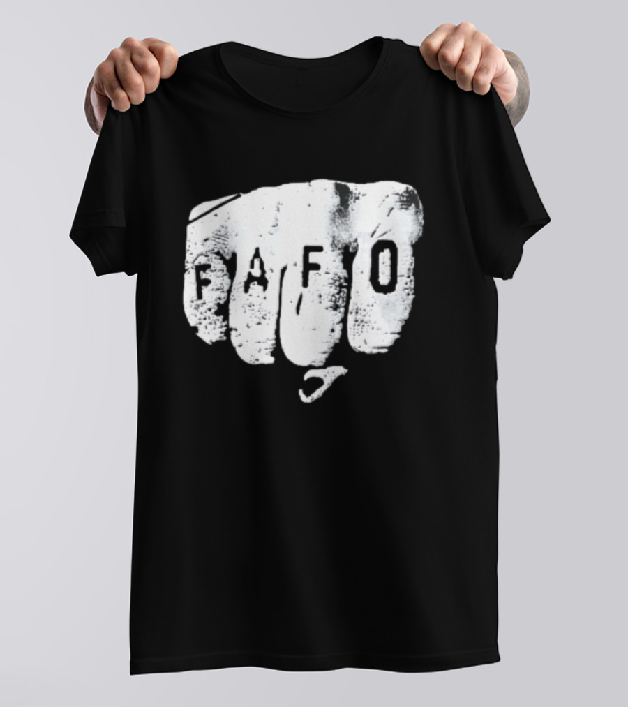 FAFO Distressed Clenched Fist Knuckle Punch Black And White T-Shirt
