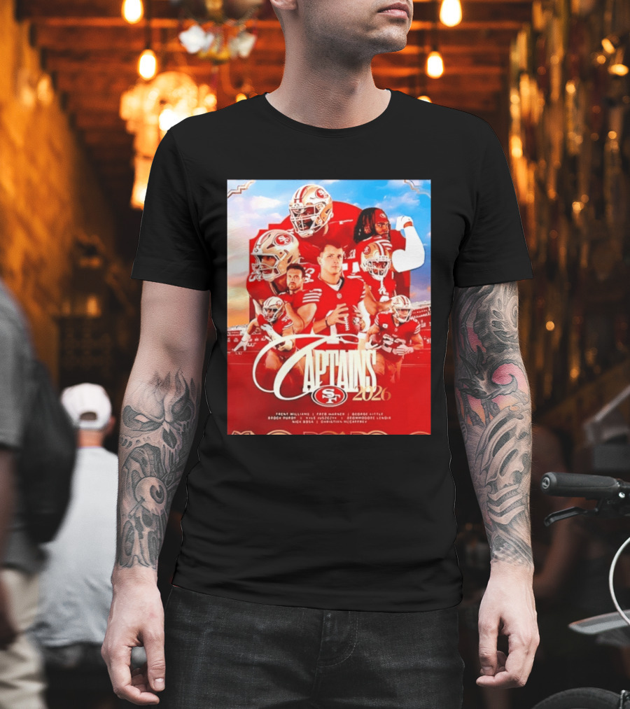 SF 49ers 2026 Captains Williams Warner Kittle Purdy Bosa McCaffrey Juszczyk T-Shirt