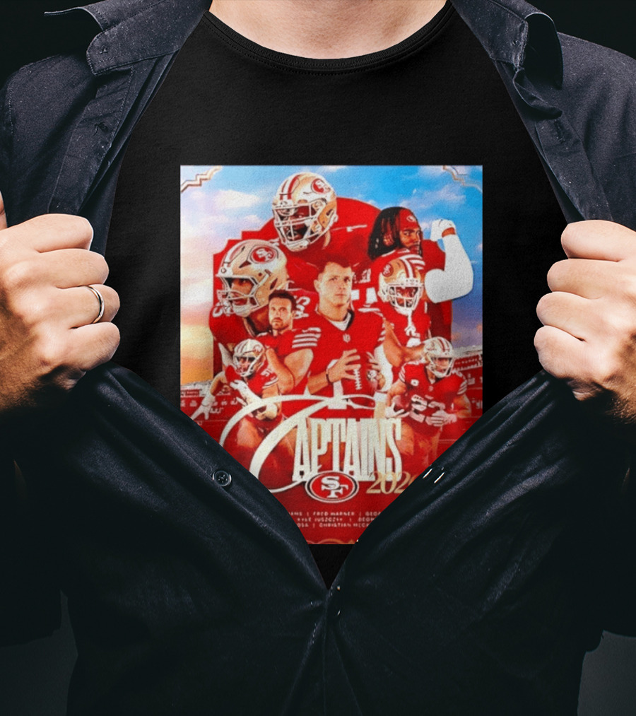 SF 49ers 2026 Captains Williams Warner Kittle Purdy Bosa McCaffrey Juszczyk T-Shirt