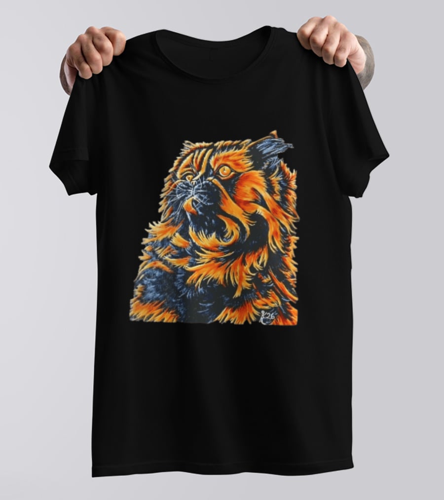 Fluffy Orange Black Tortoiseshell Persian Cat Painting 8/26 T-Shirt