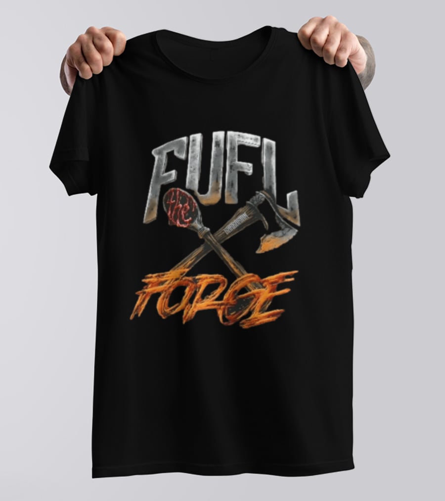 Fuel Forge Crossed Bloody Spoon Axe Flames T-Shirt
