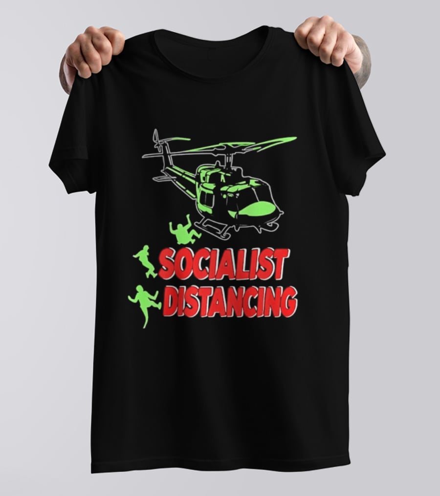 Socialist Distancing Helicopter Retro Military Humor T-Shirt