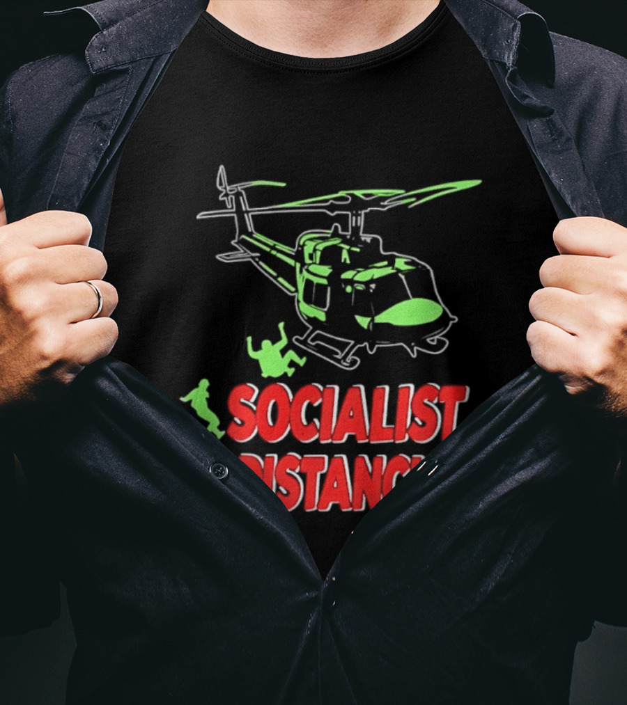 Socialist Distancing Helicopter Retro Military Humor T-Shirt