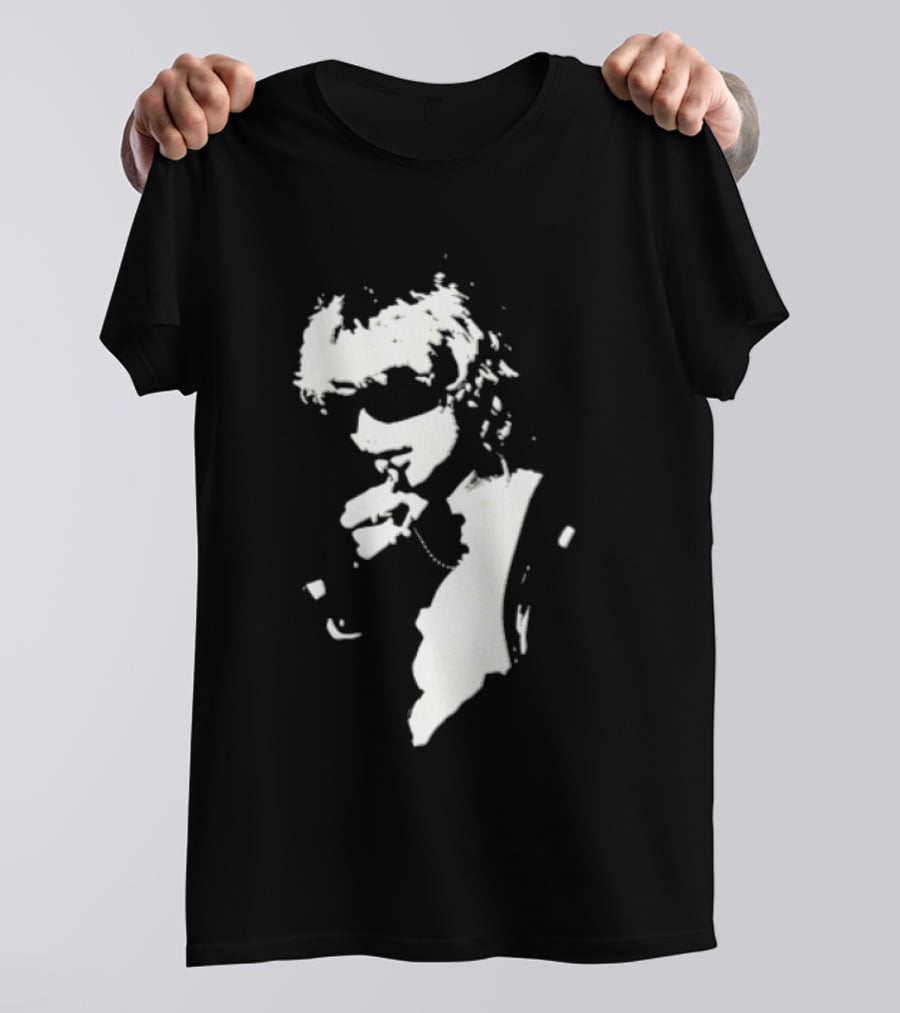 High Contrast Stencil Style Iconic Sunglasses Smoking Man T-Shirt