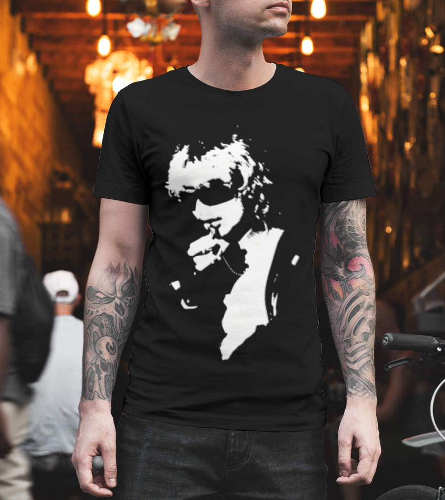 High Contrast Stencil Style Iconic Sunglasses Smoking Man T-Shirt