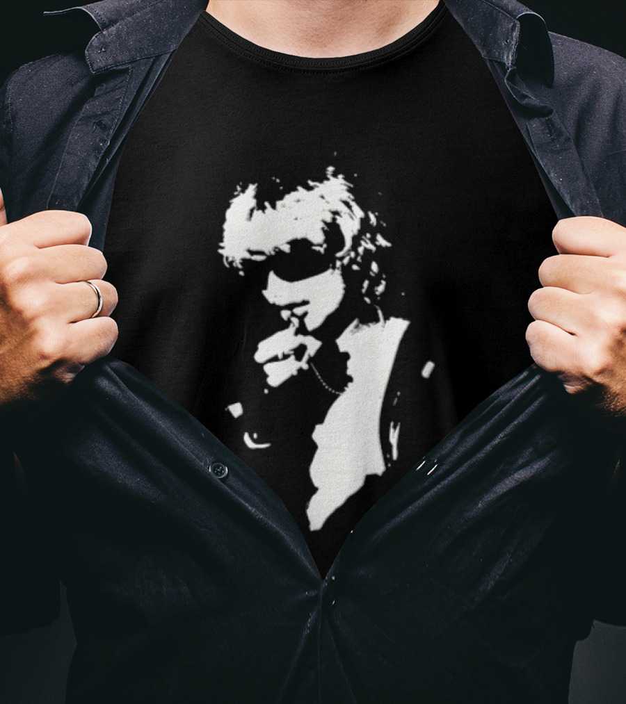 High Contrast Stencil Style Iconic Sunglasses Smoking Man T-Shirt