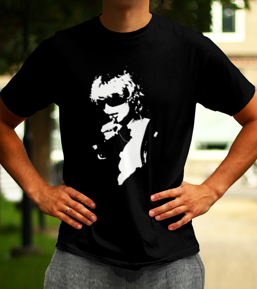 High Contrast Stencil Style Iconic Sunglasses Smoking Man T-Shirt
