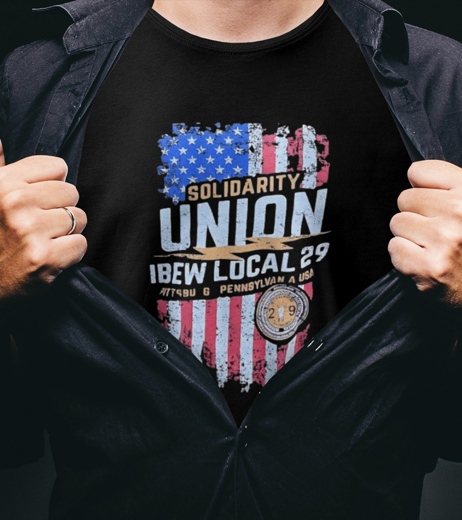 Solidarity Union IBEW Local 29 Pennsylvania USA American Flag T-Shirt