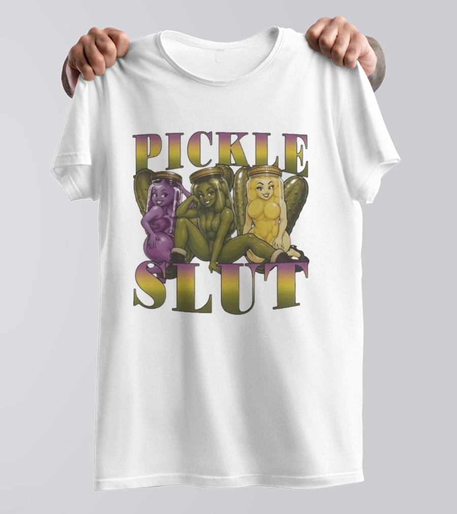 Pickle Slut Food Humor Cute Cartoon Jar Characters T-Shirt