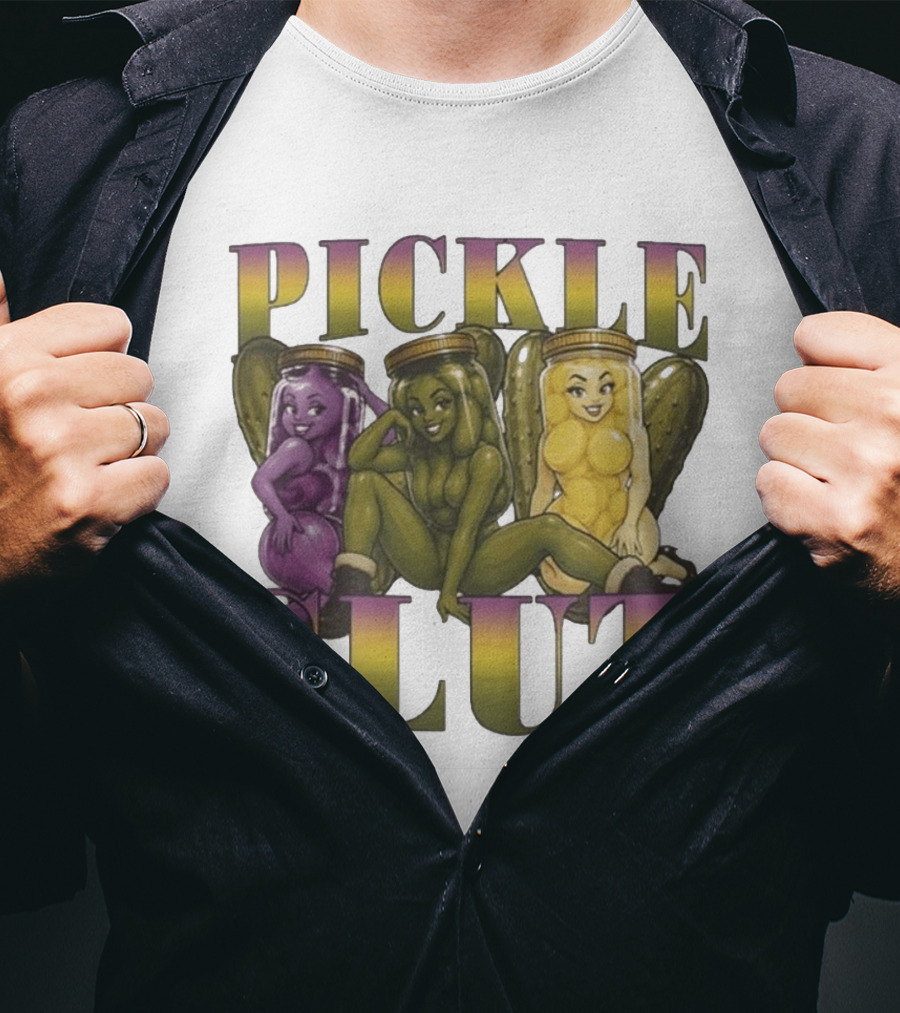 Pickle Slut Food Humor Cute Cartoon Jar Characters T-Shirt