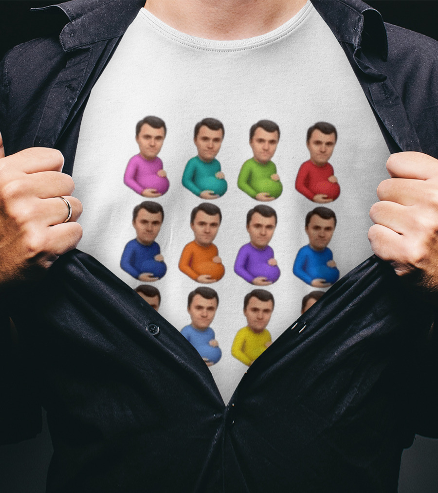 Pregnant Man Emoji Set Multicolor Avatar Faces Collection T-Shirt