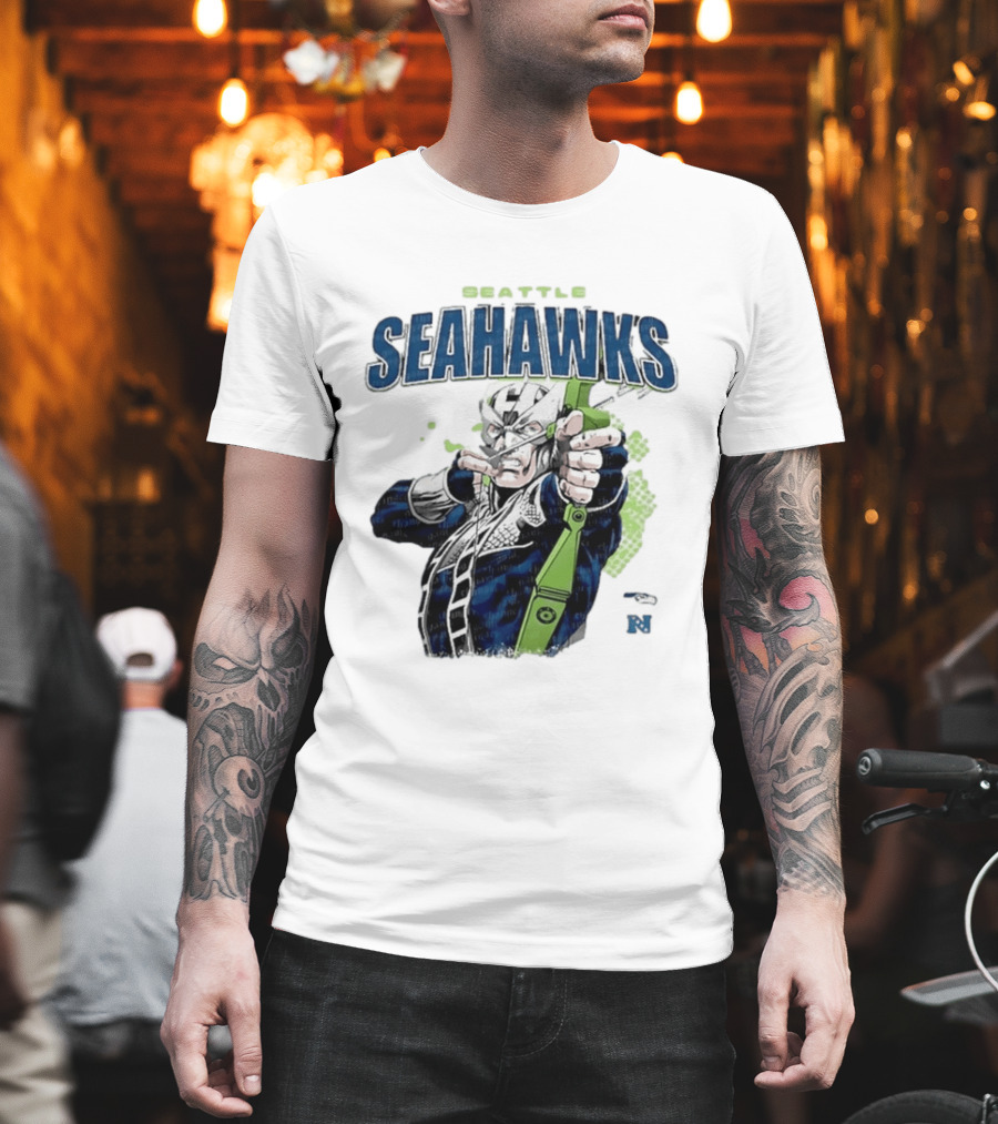 Seattle Seahawks Hawkeye Collaboration NFL Marvel T-Shirt
