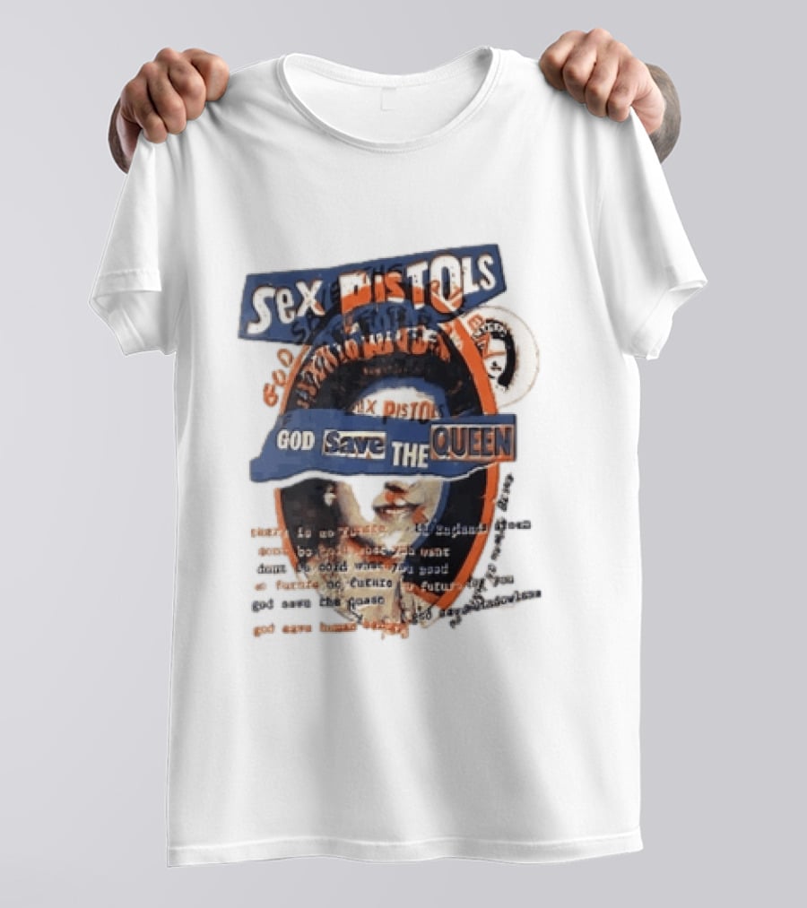 Sex Pistols God Save The Queen Royal Ransom Cutout Halftone Collage T-Shirt