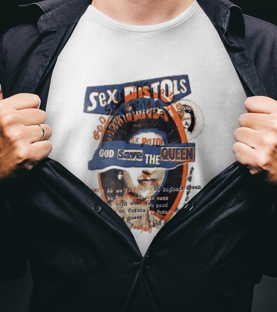 Sex Pistols God Save The Queen Royal Ransom Cutout Halftone Collage T-Shirt