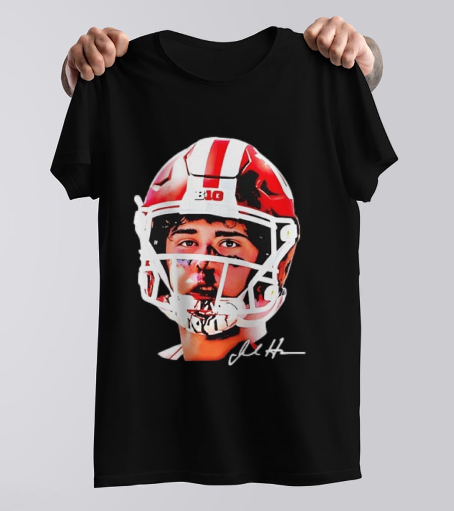 Indiana Hoosiers Big Ten Football Jack Howes Signature Helmet T-Shirt
