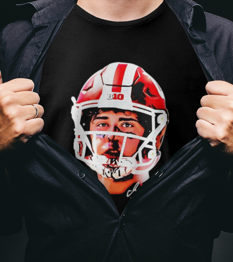 Indiana Hoosiers Big Ten Football Jack Howes Signature Helmet T-Shirt