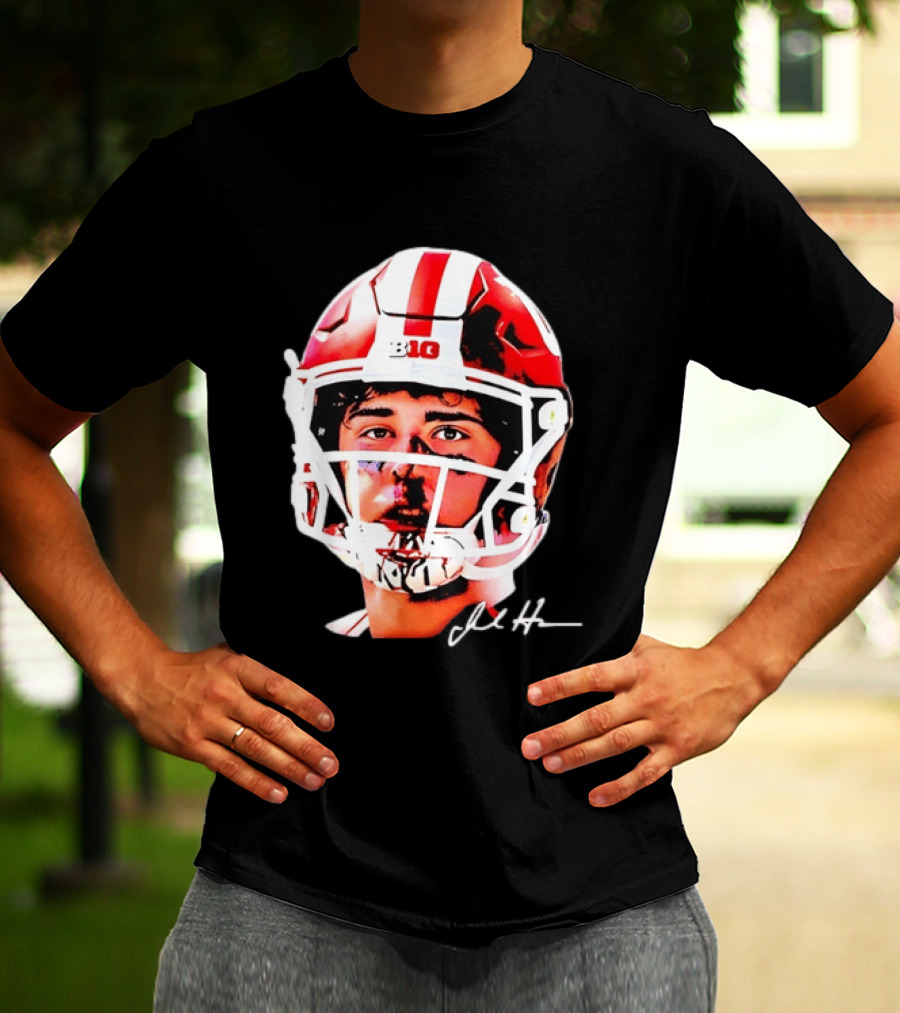Indiana Hoosiers Big Ten Football Jack Howes Signature Helmet T-Shirt
