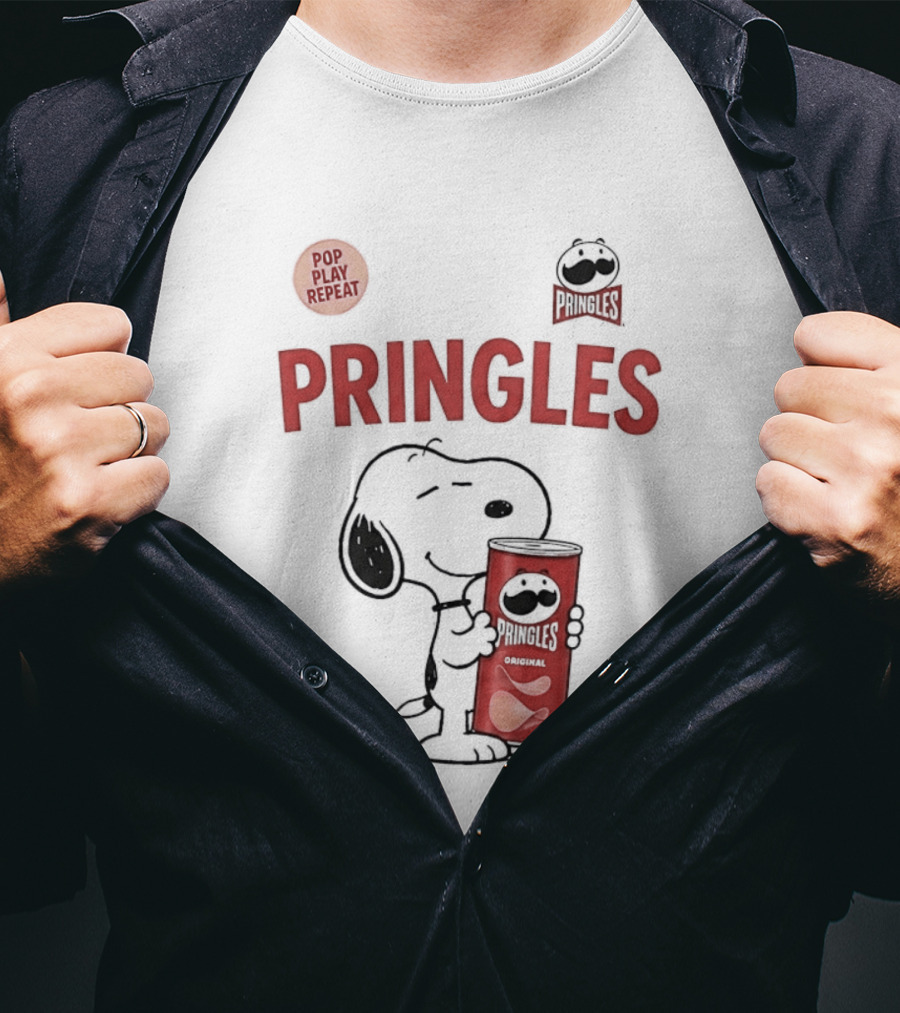 Snoopy Pringles Pop Play Repeat T-Shirt