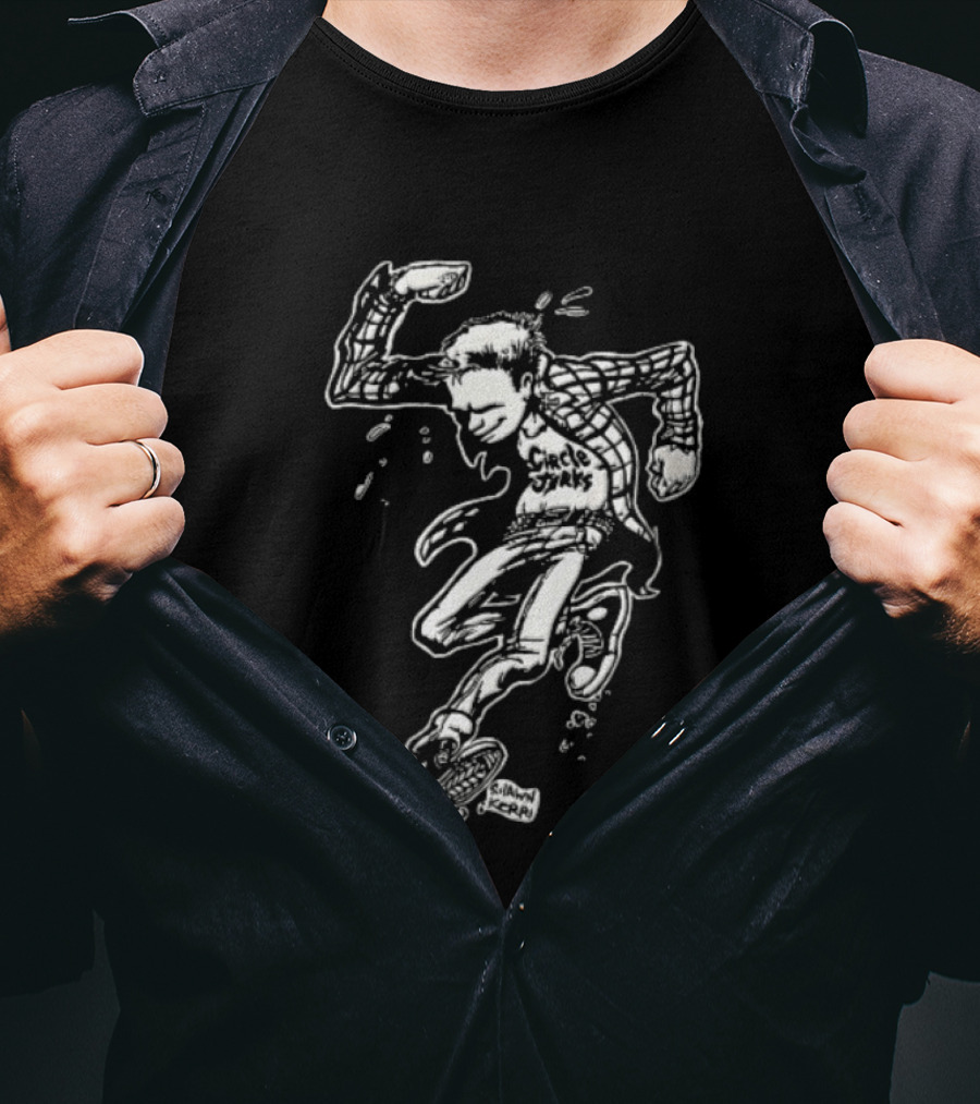 Jerks Shawn Kerri Cartoon Skanking Punk Guy Plaid Flannel T-Shirt
