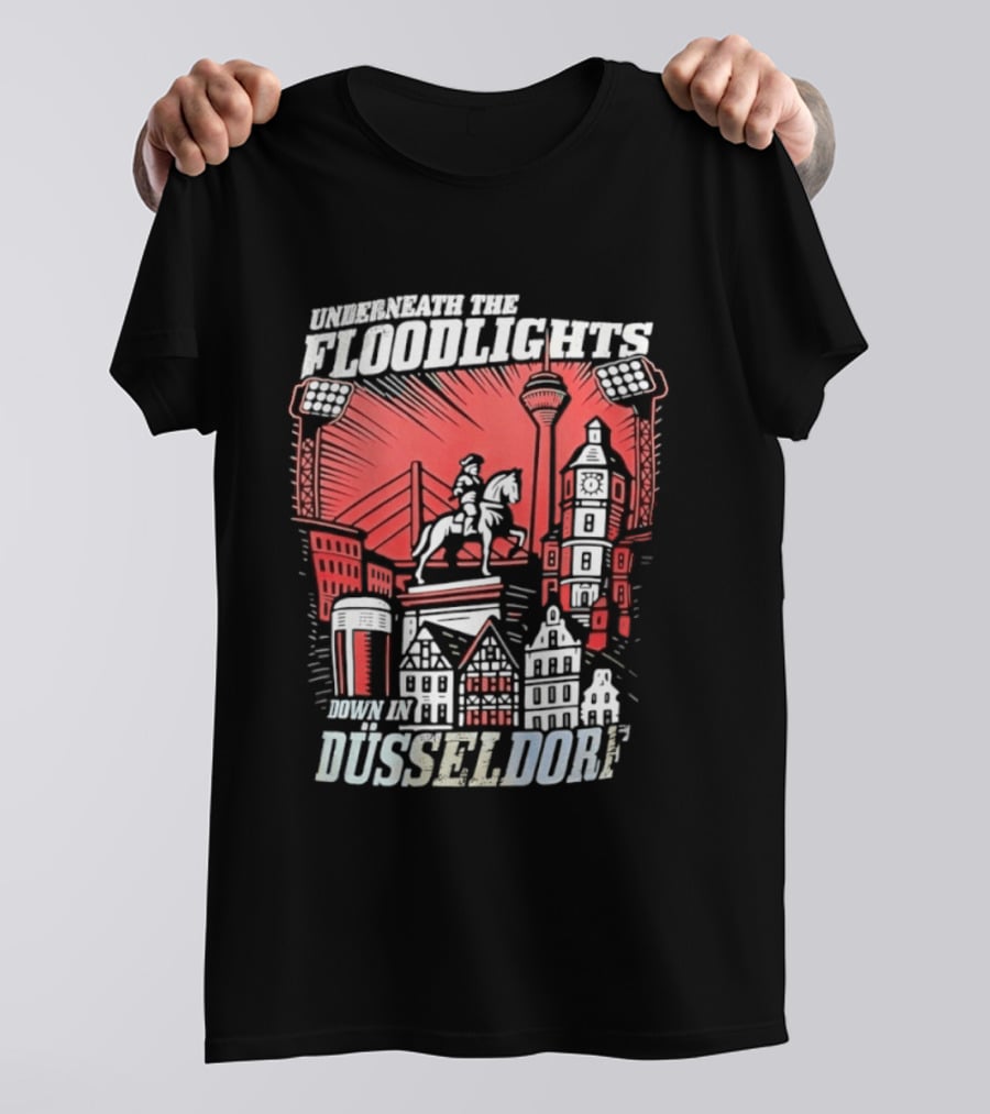 Underneath The Floodlights Düsseldorf Skyline And Equine Monument T-Shirt