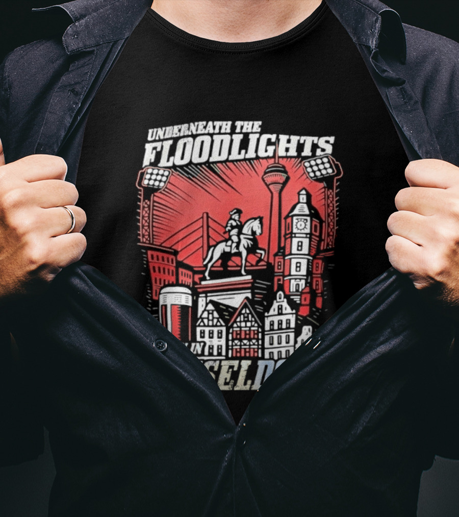 Underneath The Floodlights Düsseldorf Skyline And Equine Monument T-Shirt