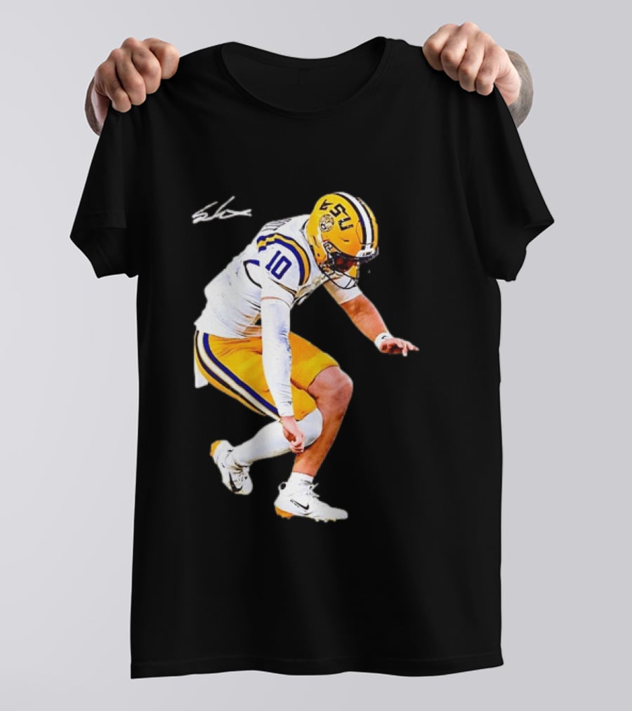 Joe Burrow LSU Tigers Number 10 Football Player Signature T-Shirt