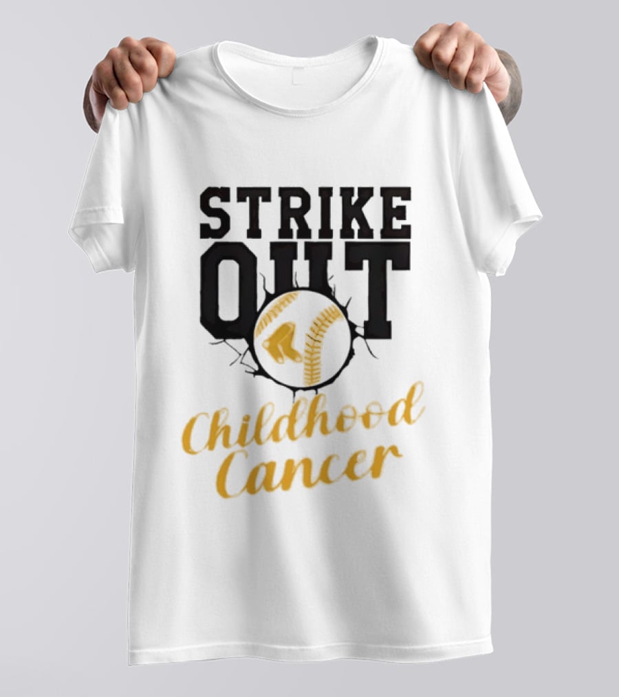 Strike Out Childhood Cancer Boston Red Sox Baseball Team Awareness T-Shirt