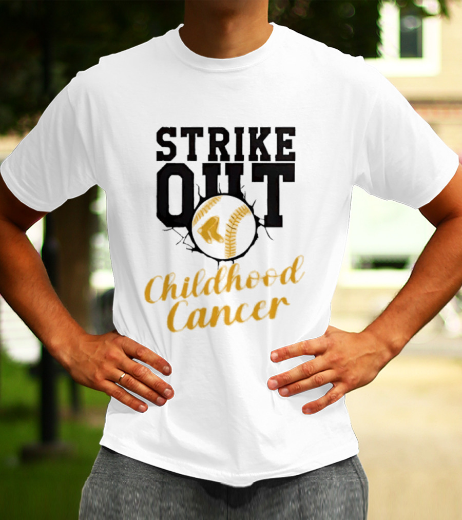Strike Out Childhood Cancer Boston Red Sox Baseball Team Awareness T-Shirt