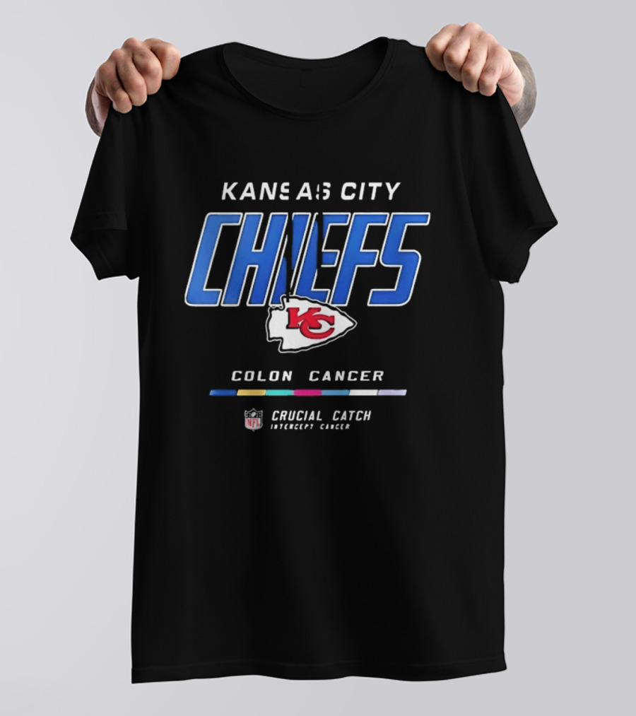 Kansas City Chiefs Crucial Catch Colon Cancer Awareness NFL T-Shirt