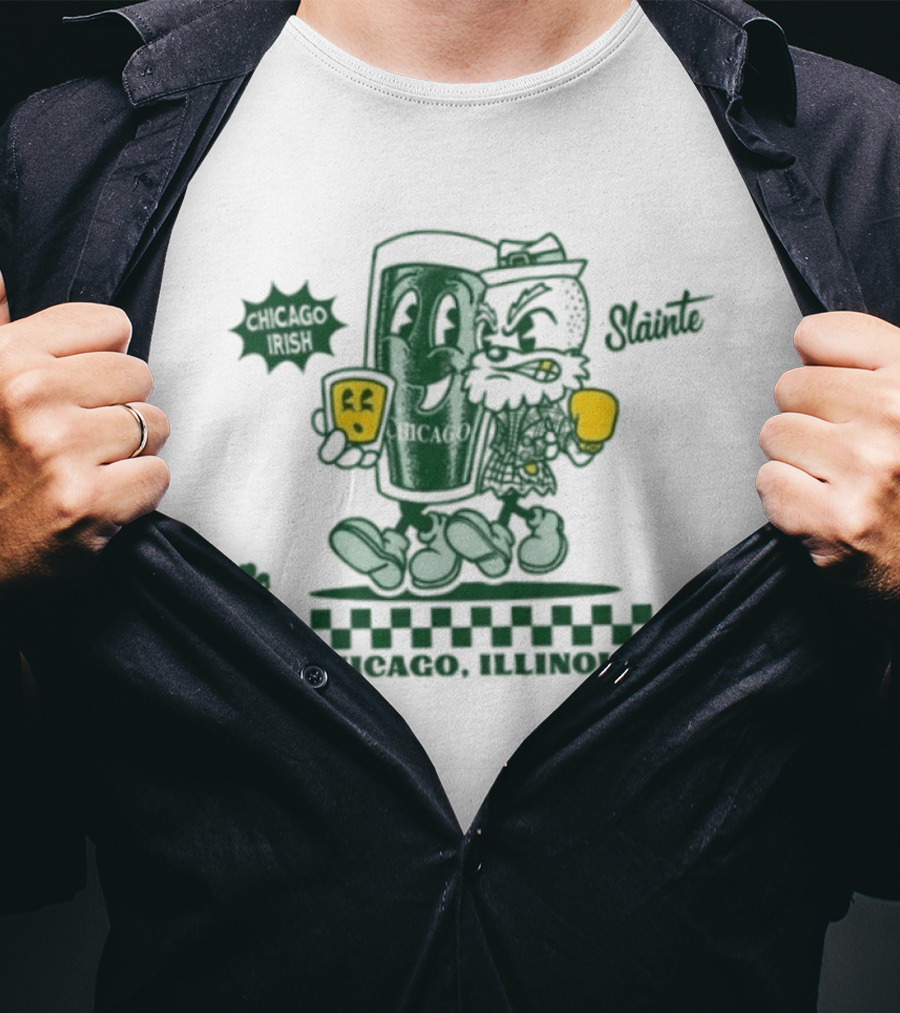 Chicago Illinois Irish Slainte Beer Pint St Patrick's Day T-Shirt