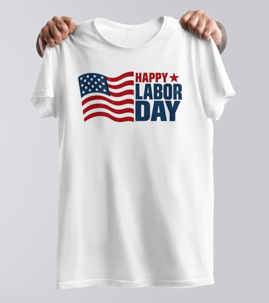 Happy Labor Day Distressed American Flag Stars Stripes T-Shirt